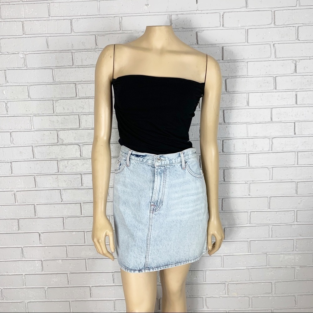 7 FOR ALL MANKIND‎ MINI BLEACHED CLOUD DENIM SKIRT